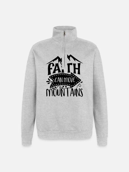 Faith Can Move Mountains Inspiration - Quarter-Zip-Sweatshirt - Grau meliert