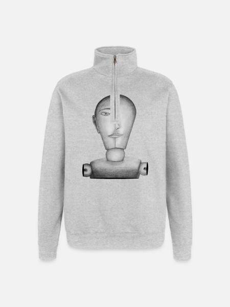Drawing doll drawn - Quarter-Zip Sweatshirt - heather grey