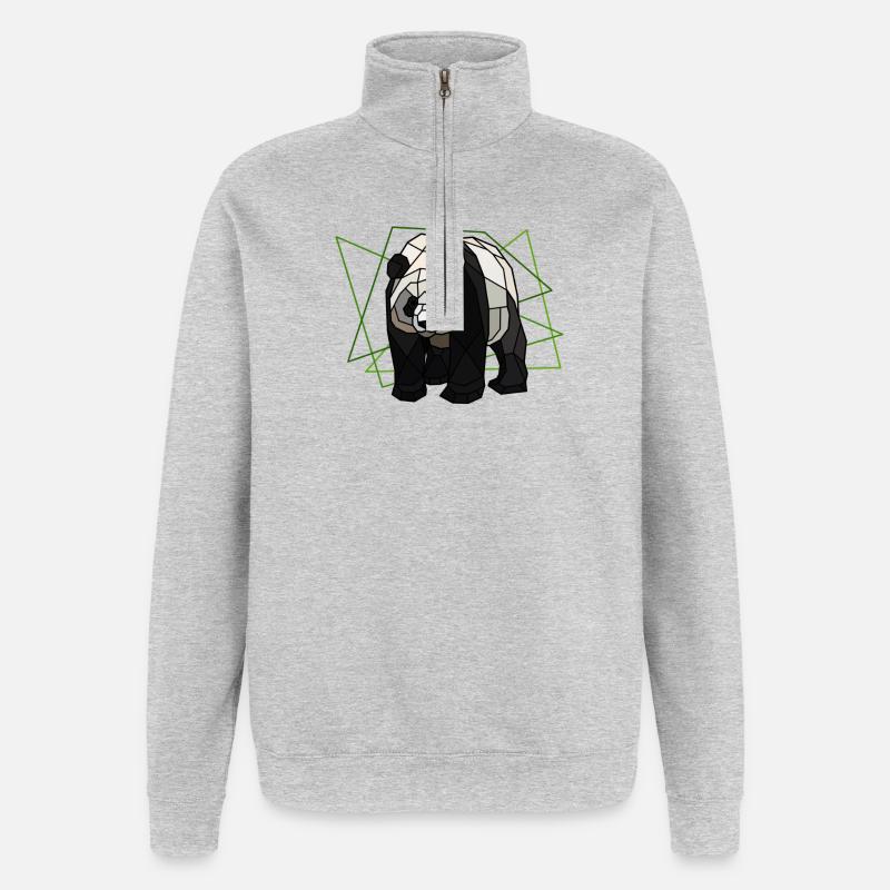 Grand Panda - Sweat à zip 1/4 - gris chiné