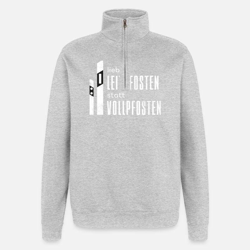 Leitpfosten - Vollpfosten - Straßenbau - Quarter-Zip-Sweatshirt - Grau meliert