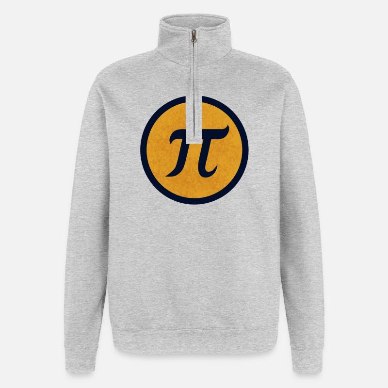 Pi-Symbol auf gelbem texturiertem Hintergrund - Quarter-Zip-Sweatshirt - Grau meliert
