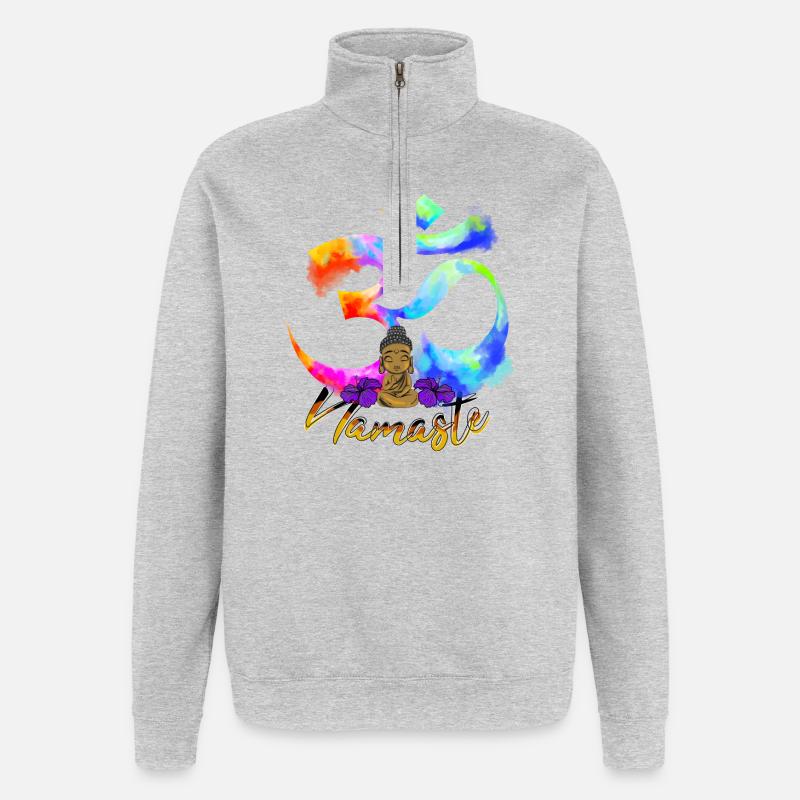 Namaste-Bogen-Iris-Buddha - Quarter-Zip-Sweatshirt - Grau meliert