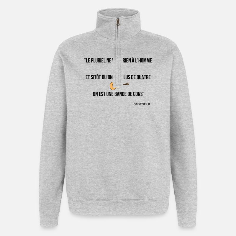 Sitôt qu'on est plus de 4... - Sweat à zip 1/4 - gris chiné