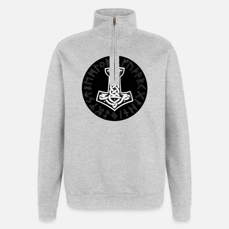 Mjölnir Celtique Nœud Runique - Sweat à zip 1/4 - gris chiné