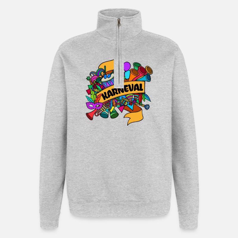 Carnaval carnaval carnaval masques - Sweat à zip 1/4 - gris chiné
