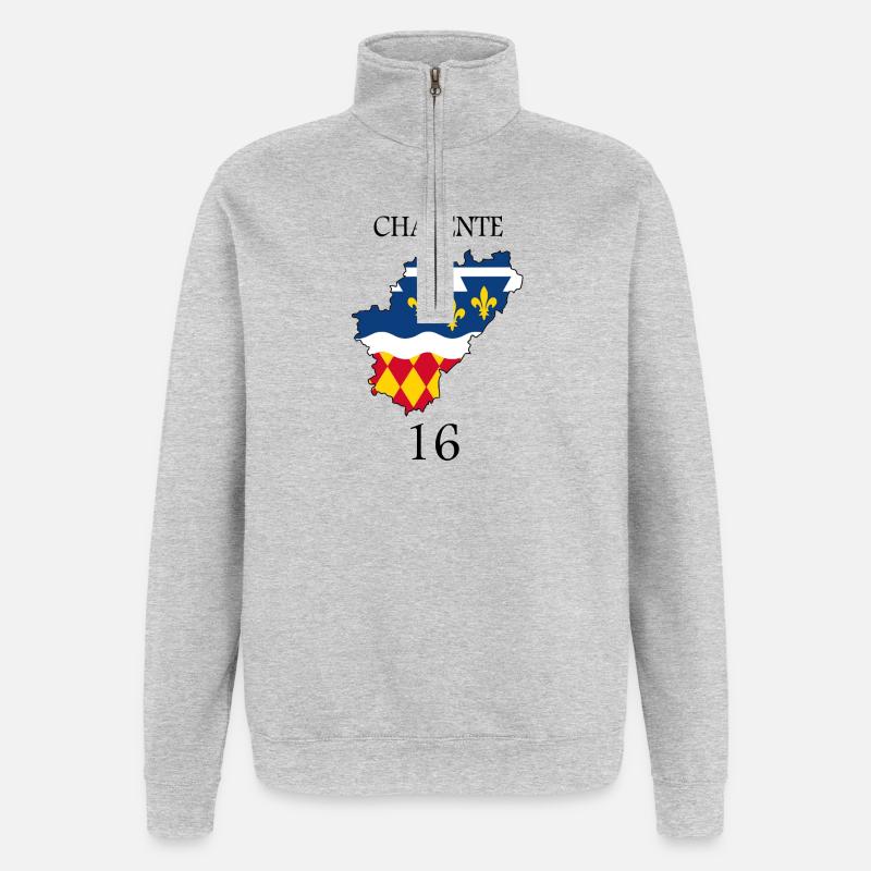 Charente - Sweat à zip 1/4 - gris chiné