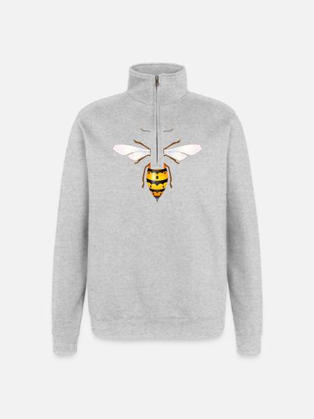 Dessin d’un frelon fascinant - Sweat à zip 1/4 - gris chiné