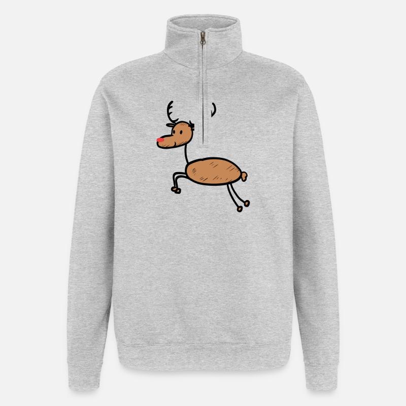 Fun Rennier Noël - Sweat à zip 1/4 - gris chiné