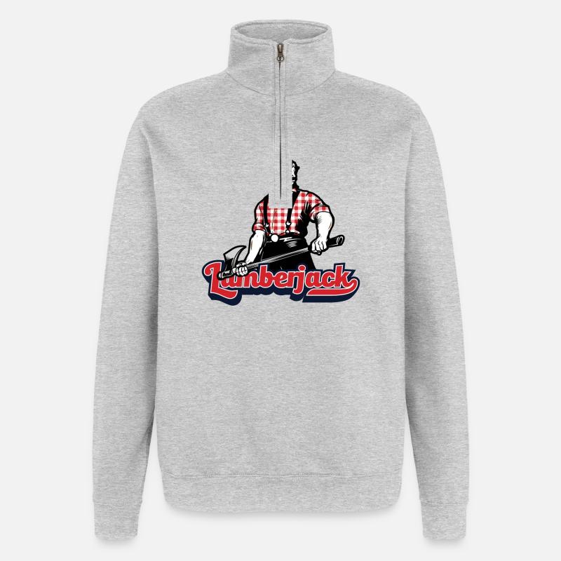 Bûcheron Bûcheron Bûcheron Menuisier - Sweat à zip 1/4 - gris chiné