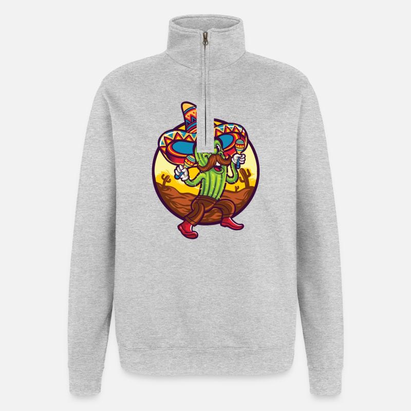 Cactus Mexico Sombrero Hochets désert - Sweat à zip 1/4 - gris chiné