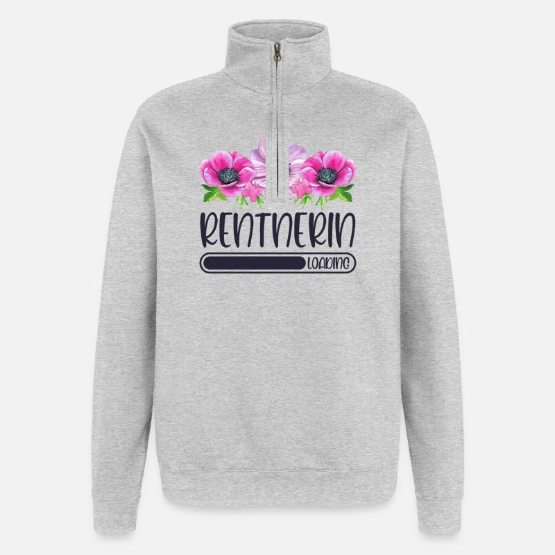 Rentnerin Loading Blumen - Quarter-Zip-Sweatshirt - Grau meliert