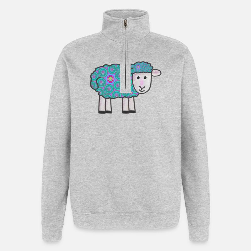 Spiralfarbenes Schäfchen Muster - Quarter-Zip-Sweatshirt - Grau meliert
