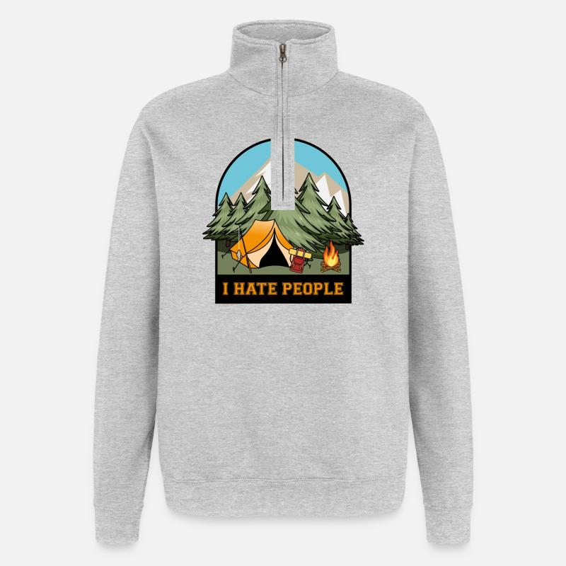 I Hate People - Quarter-Zip Sweatshirt - heather grey