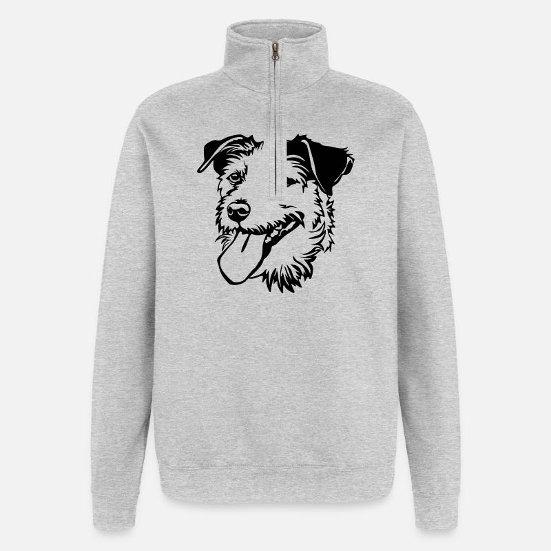 Parson Russel Terrier tête - Sweat à zip 1/4 - gris chiné