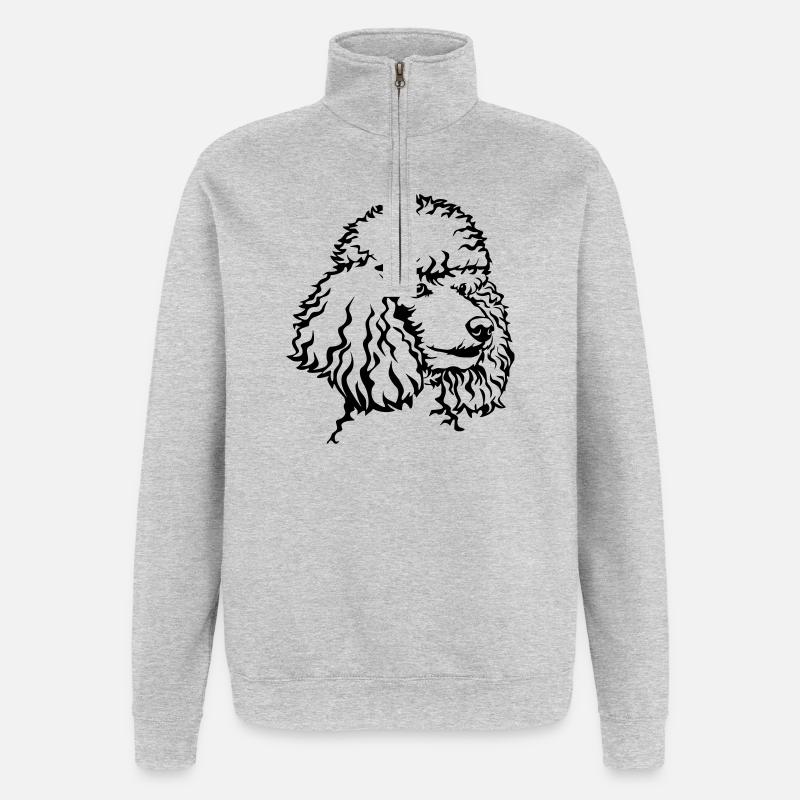 Pudel Kopf - Quarter-Zip-Sweatshirt - Grau meliert