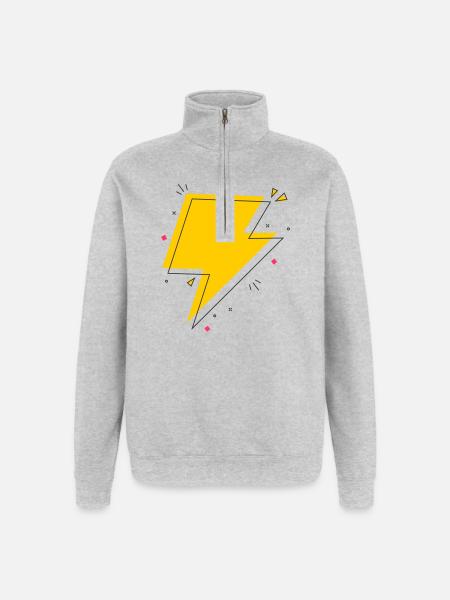 Dynamic Ray in Yellow and Black - Quarter-Zip Sweatshirt - heather grey