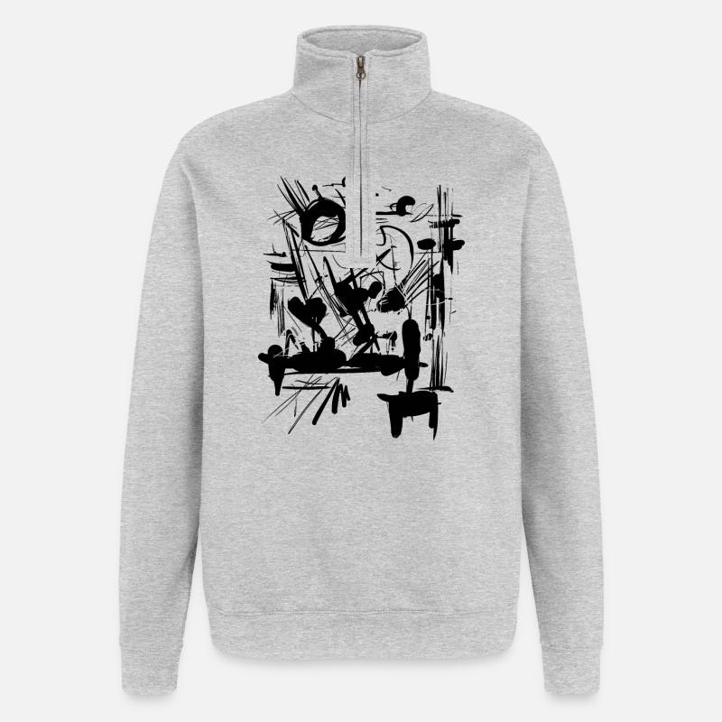 Kunst - Abstrakt - Quarter-Zip-Sweatshirt - Grau meliert