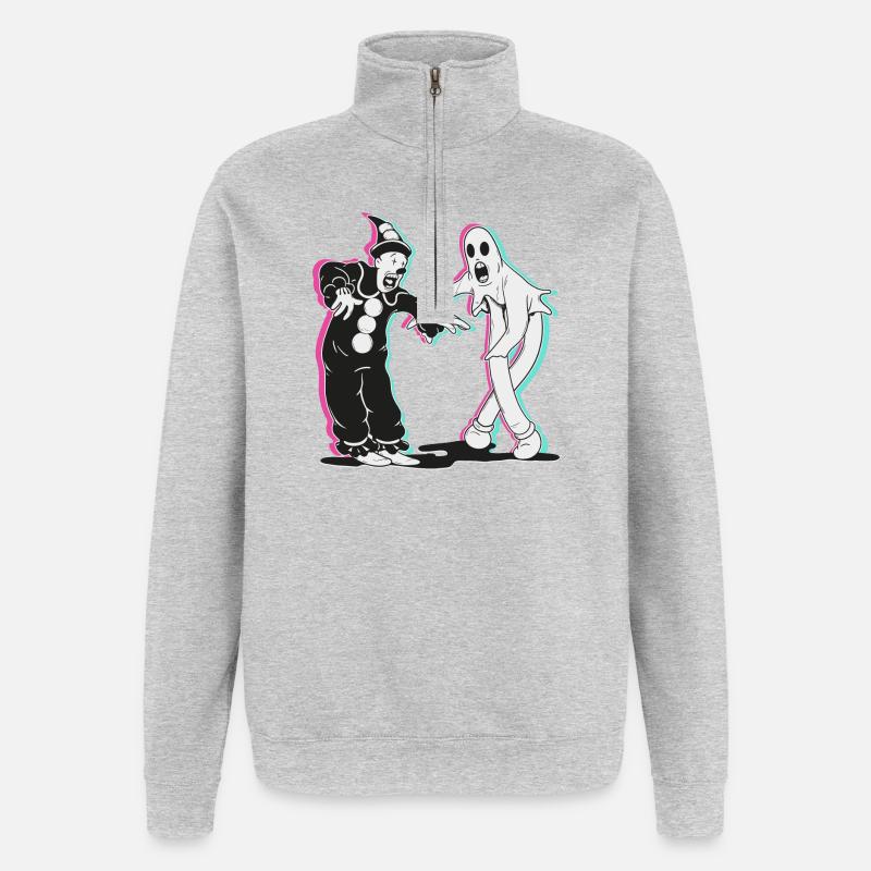 ghost e clown danza - Felpa con zip 1/4 - grigio melange