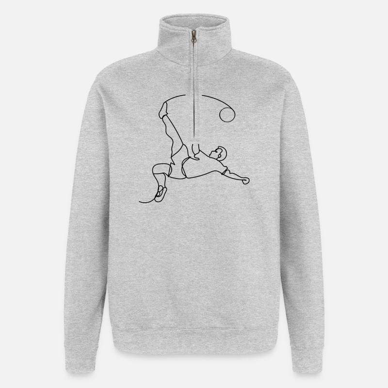 Fußball One Line Art - Quarter-Zip-Sweatshirt - Grau meliert