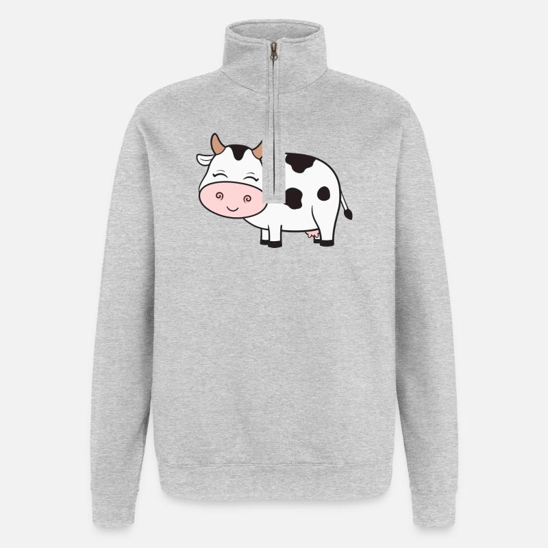 Kuh Kühe - Quarter-Zip-Sweatshirt - Grau meliert