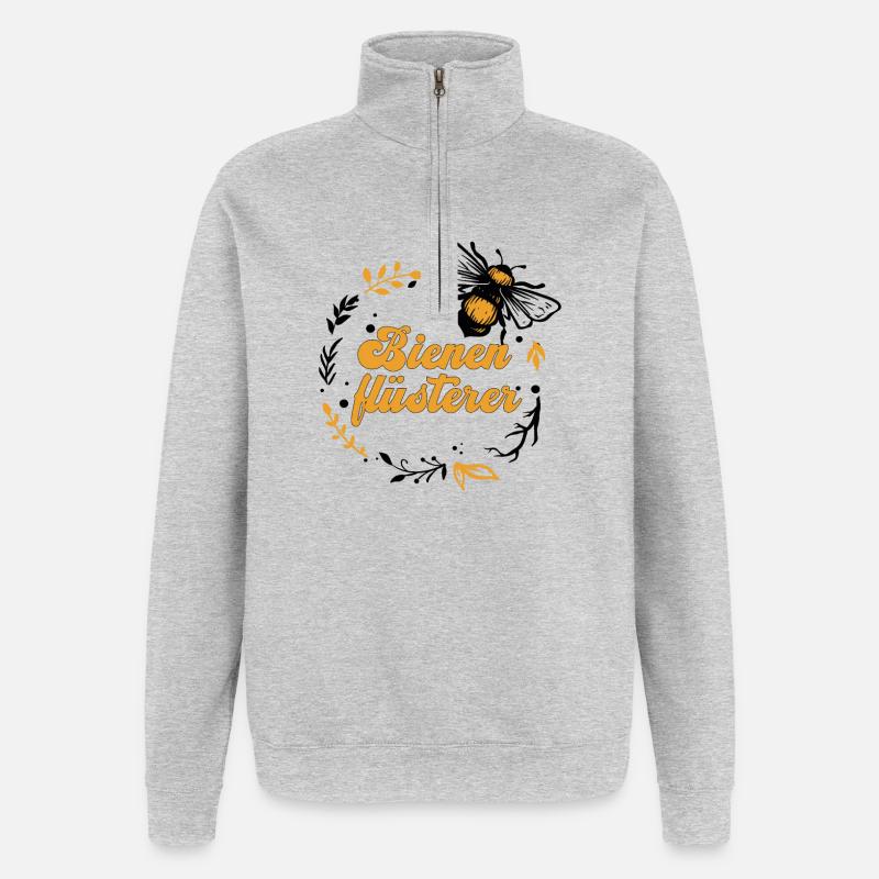 Imker Bienenflüsterer Geschenk Frühling - Quarter-Zip-Sweatshirt - Grau meliert
