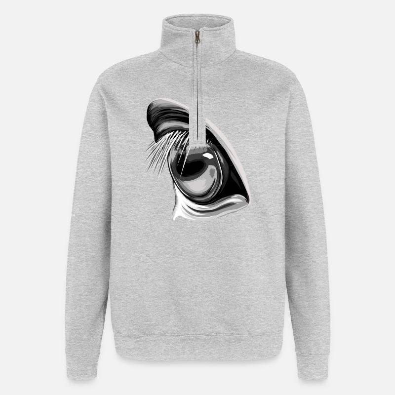 Pferdeblick - Quarter-Zip-Sweatshirt - Grau meliert