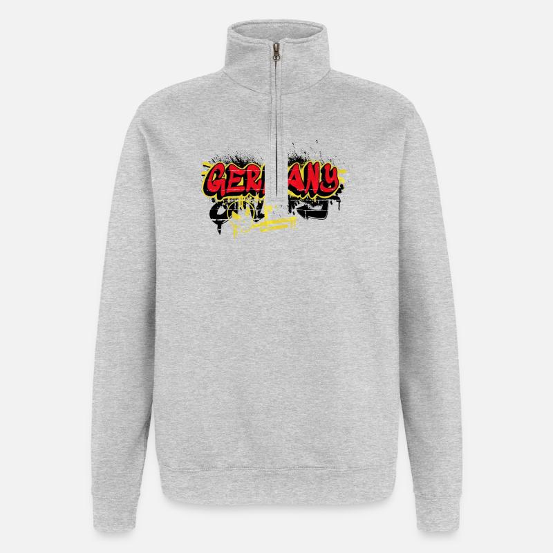 Drapeaux graffitis allemands - Sweat à zip 1/4 - gris chiné