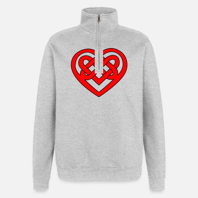 Cœur celtique - Sweat à zip 1/4 - gris chiné