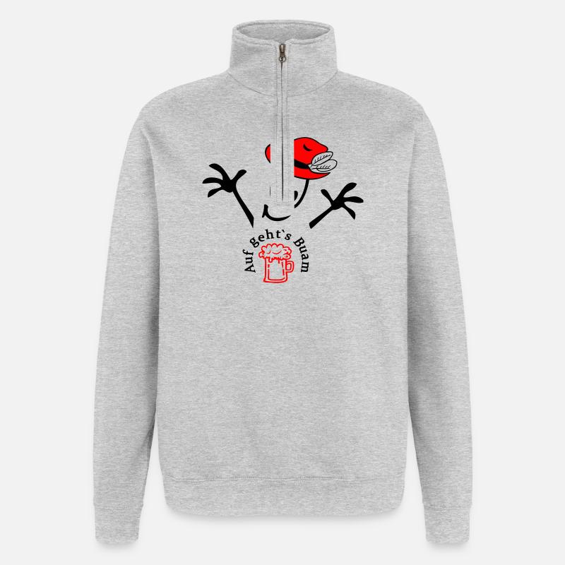 Auf geht's Buam, Comic - Quarter-Zip-Sweatshirt - Grau meliert