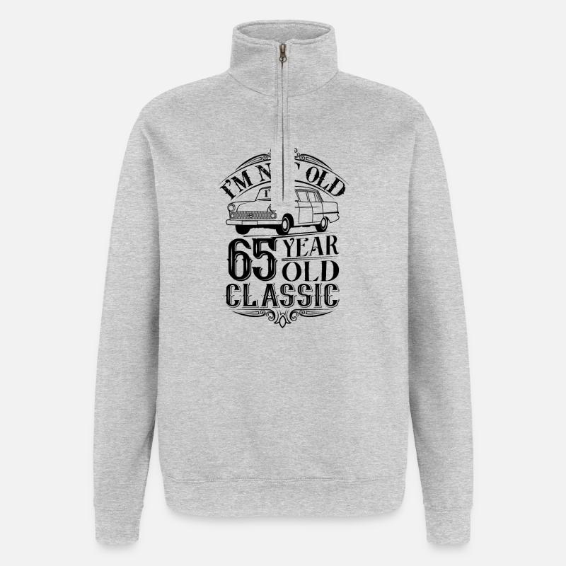 65e anniversaire classique oldtimer - Sweat à zip 1/4 - gris chiné