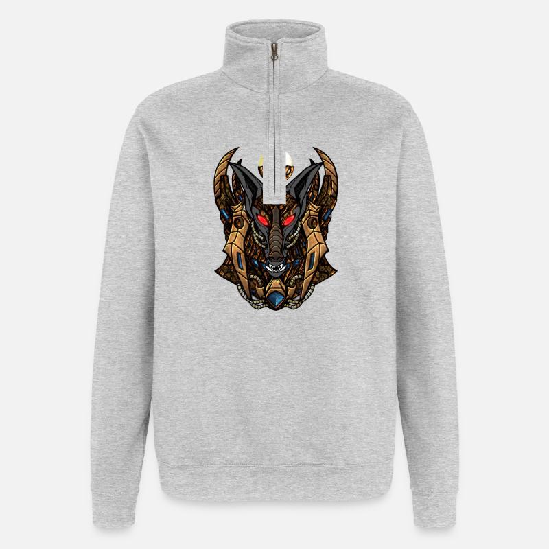 Steampunk d’anubis - Sweat à zip 1/4 - gris chiné