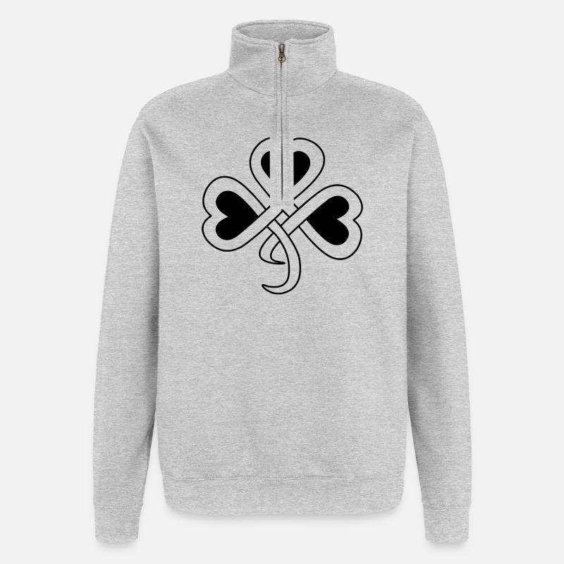 Teinte vectorielle de trèfle celtique - Sweat à zip 1/4 - gris chiné