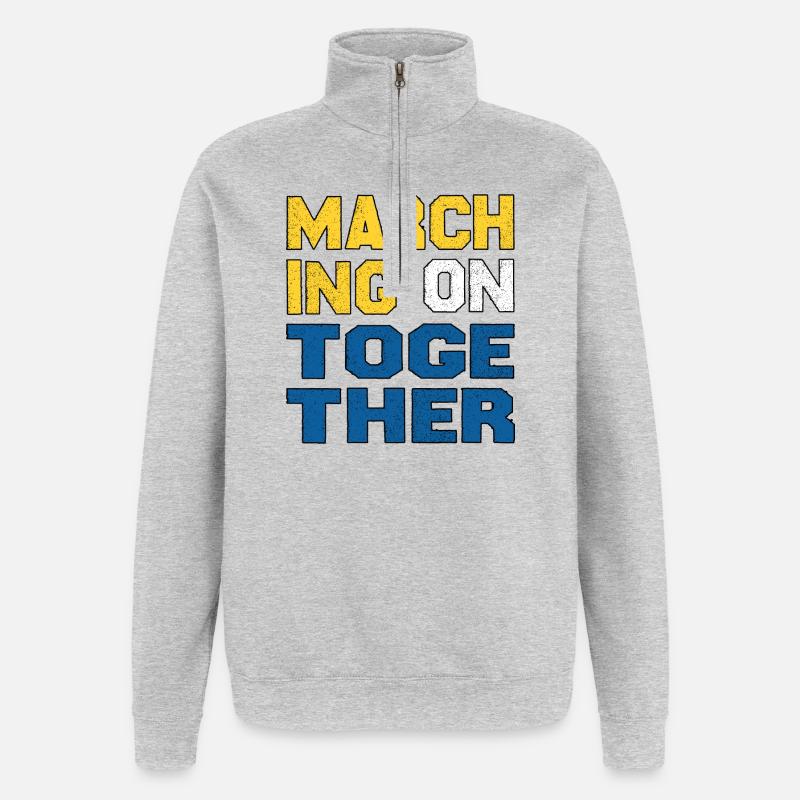 Gemeinsam weitermarschieren - Quarter-Zip-Sweatshirt - Grau meliert
