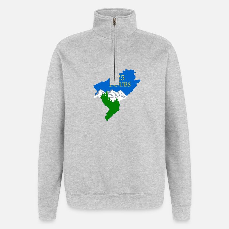 Doubs - Sweat à zip 1/4 - gris chiné