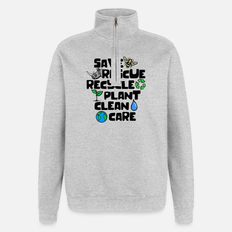 Erde Statement Artenschutz Naturschutz Umwelt - Quarter-Zip-Sweatshirt - Grau meliert