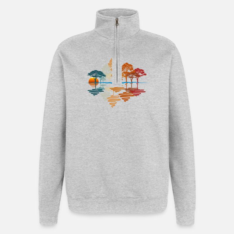 FORÊT D’AUTOMNE, FORÊT - Sweat à zip 1/4 - gris chiné