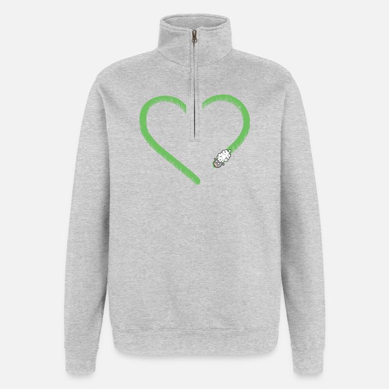 Heart Sheep I Sheep Comic - Sweat à zip 1/4 - gris chiné