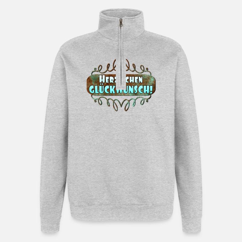 Herzlichen Glückwunsch GRATULATION GRUß - Quarter-Zip-Sweatshirt - Grau meliert