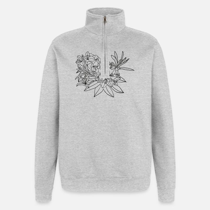 Rhododendron | Blüte | Natur | Geschenkidee - Quarter-Zip-Sweatshirt - Grau meliert