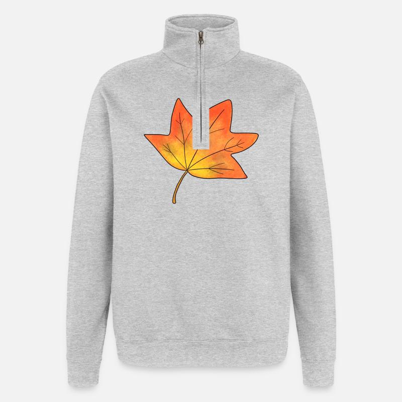 Autumn Leaf Maple Leaf - Quarter-Zip Sweatshirt - heather grey