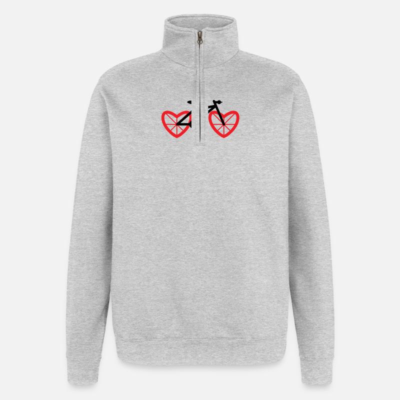 Fahrrad Herz Rad - Quarter-Zip-Sweatshirt - Grau meliert