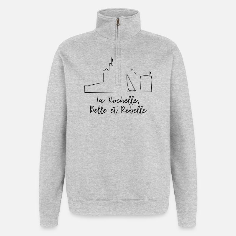 La Rochelle design by Nicolas Poitevin - Sweat à zip 1/4 - gris chiné