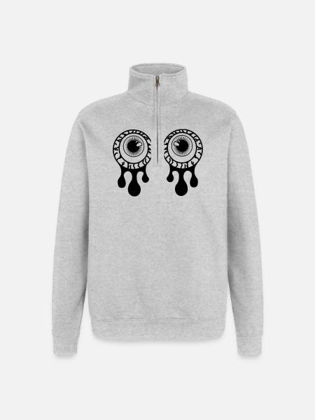 Eyes, pupils with eye fluid tears - Quarter-Zip Sweatshirt - heather grey