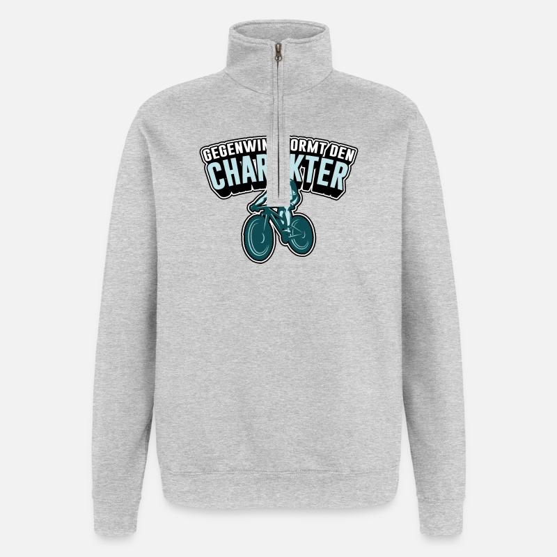 Gegenwind formt den Charakter - Quarter-Zip-Sweatshirt - Grau meliert