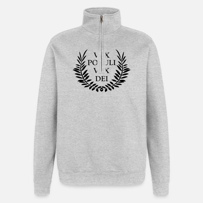 Expression latine Vox populi vox dei - Sweat à zip 1/4 - gris chiné