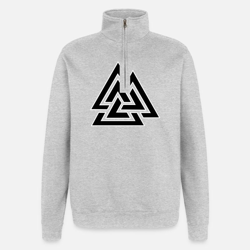 Triangular intertwined pattern - Quarter-Zip Sweatshirt - heather grey