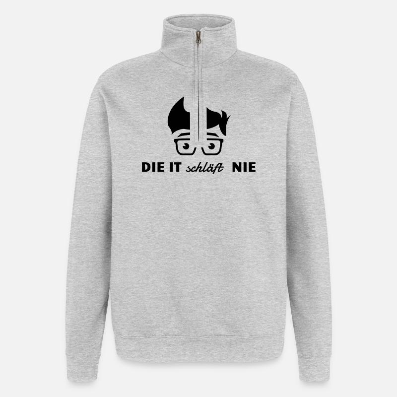 Die IT schläft nie - Quarter-Zip-Sweatshirt - Grau meliert