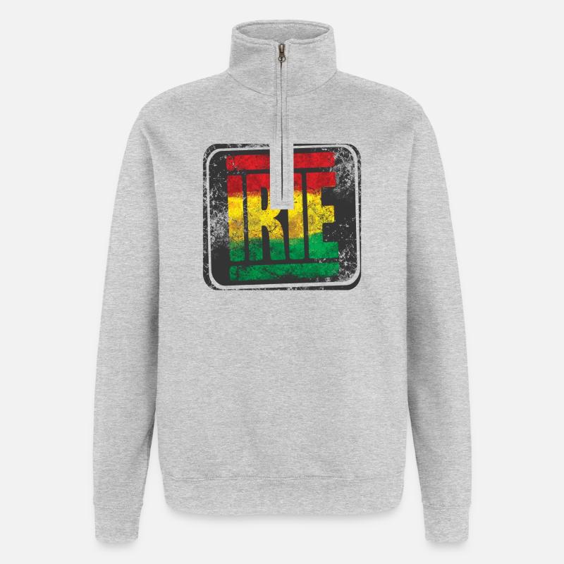 Design rasta authentique avec dégradé - Sweat à zip 1/4 - gris chiné