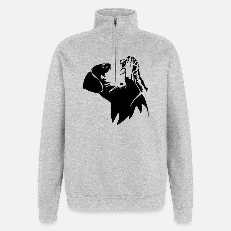 Teckels - Sweat à zip 1/4 - gris chiné