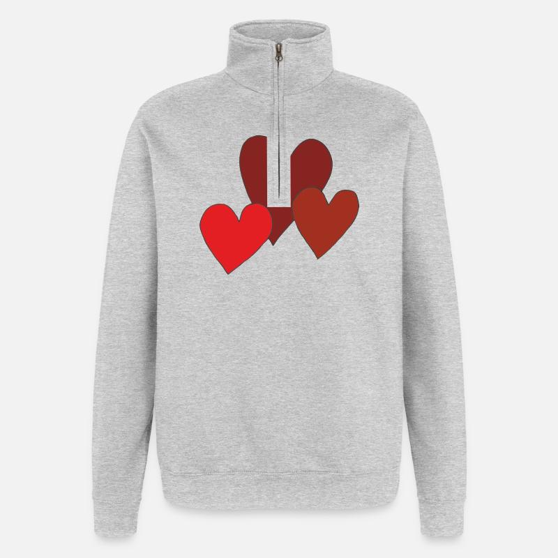 herzen 3 mal - Quarter-Zip-Sweatshirt - Grau meliert